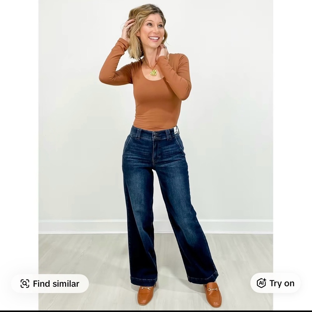 Judy Blue HEADLINER Hi-Rise Wide Leg Double Button Trouser Jeans